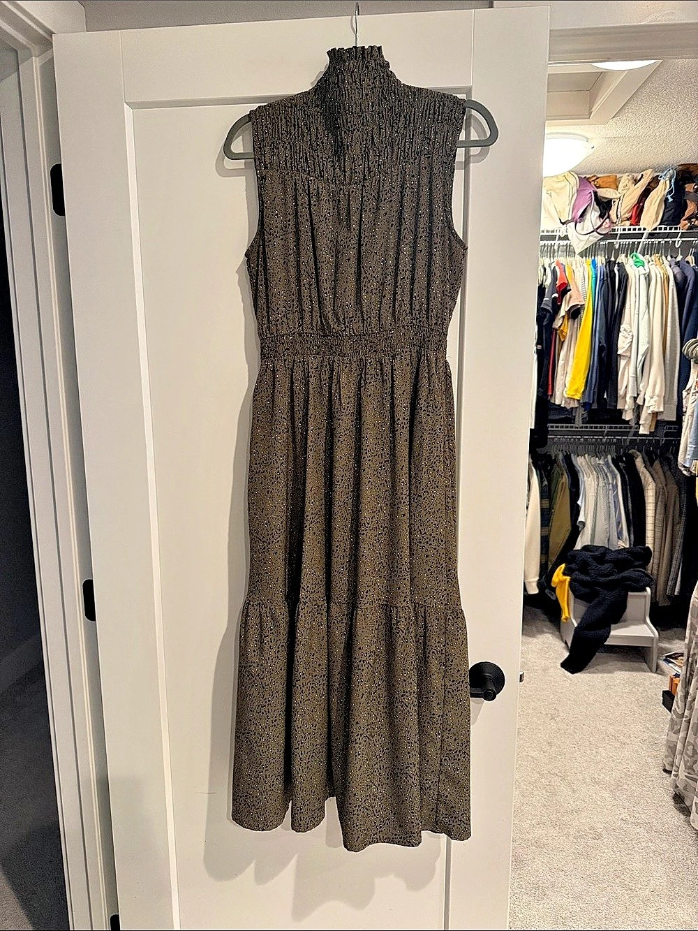 THML Smocked Neck Animal Print Maxi Dress